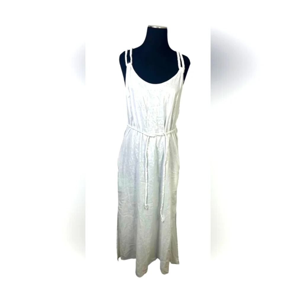 Tahari White Metallica Rope Straps Maxi Swim Cover-up (Nwt) - Picture 2 of 4